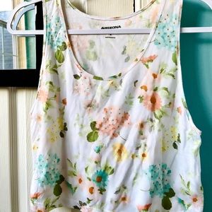 White floral print flowy tank